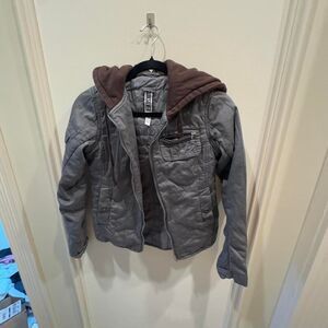 Womens Bomber Quicksilver jacket size X Grey ane Brown
